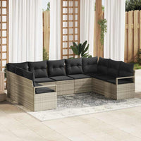 vidaXL Conjunto de Sofás com almofada 9 pcs Preto vime PE