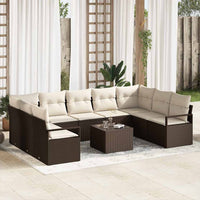 vidaXL Conjunto de Sofás com almofada 9 pcs Preto vime PE