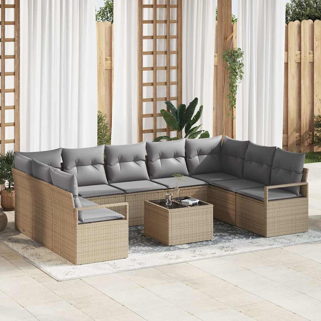 vidaXL Conjunto de Sofás com almofada 9 pcs Preto vime PE