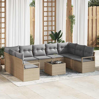 vidaXL Conjunto de Sofás com almofada 9 pcs Preto vime PE