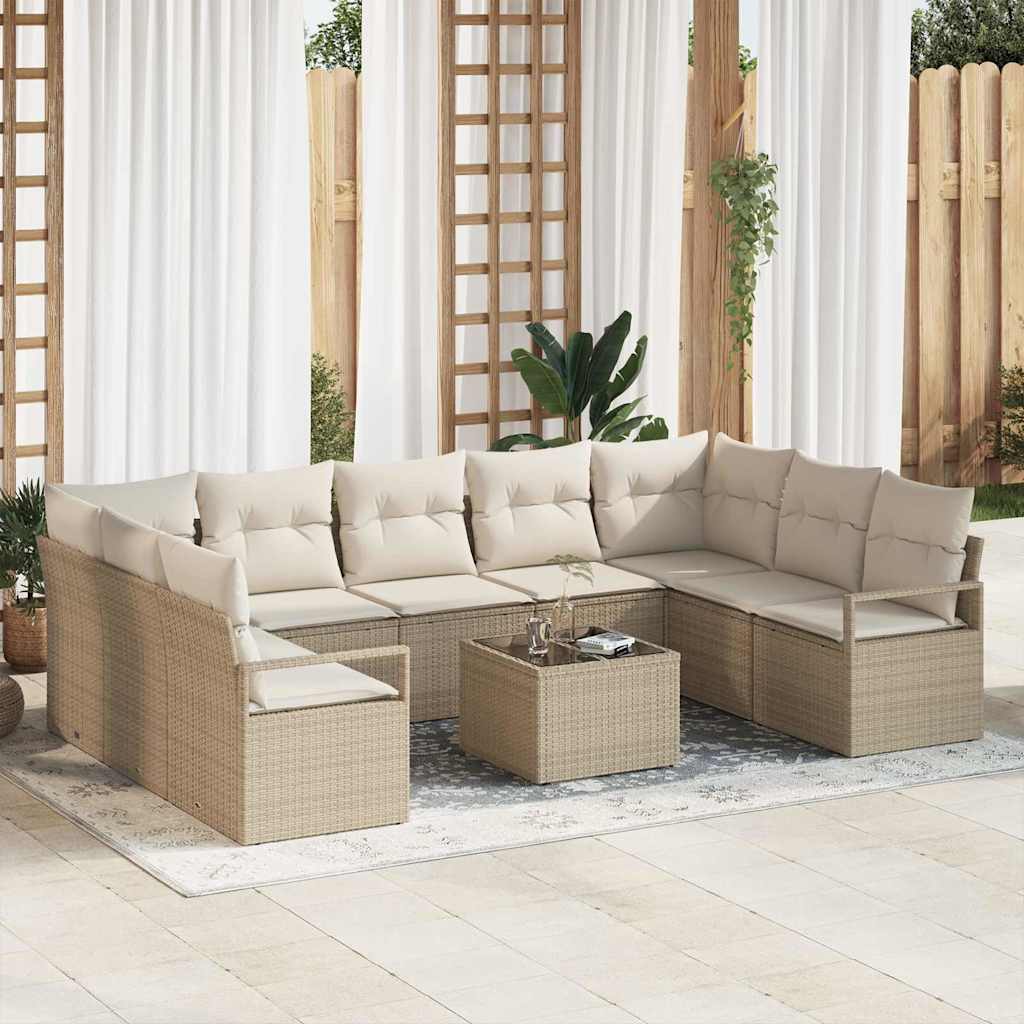 vidaXL Conjunto de Sofás com almofada 9 pcs Preto vime PE