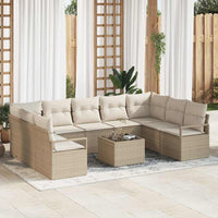 vidaXL Conjunto de Sofás com almofada 9 pcs Preto vime PE