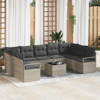 vidaXL Conjunto de Sofás com almofada 9 pcs Preto vime PE