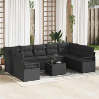 vidaXL Conjunto de Sofás com almofada 9 pcs Preto vime PE