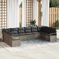 vidaXL Conjunto de Sofás com almofada 10 pcs Preto vime PE