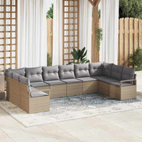 vidaXL Conjunto de Sofás com almofada 10 pcs Preto vime PE