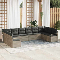 vidaXL Conjunto de Sofás com almofada 10 pcs Preto vime PE