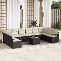 vidaXL Conjunto de Sofás com almofada 10 pcs Preto vime PE