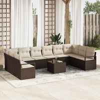 vidaXL Conjunto de Sofás com almofada 10 pcs Preto vime PE