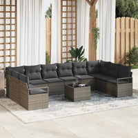 vidaXL Conjunto de Sofás com almofada 10 pcs Preto vime PE