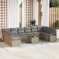 vidaXL Conjunto de Sofás com almofada 10 pcs Preto vime PE