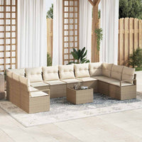 vidaXL Conjunto de Sofás com almofada 10 pcs Preto vime PE