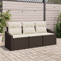 vidaXL Conjunto de Sofás com almofada 3 pcs Preto vime PE