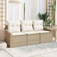vidaXL Conjunto de Sofás com almofada 3 pcs Preto vime PE