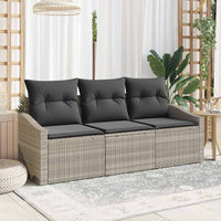 vidaXL Conjunto de Sofás com almofada 3 pcs Preto vime PE