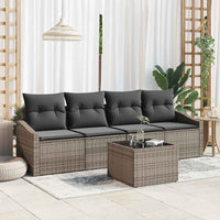 vidaXL Conjunto de Sofás com almofada 5 pcs Preto e Creme vime PE