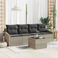 vidaXL Conjunto de Sofás com almofada 5 pcs Preto e Creme vime PE