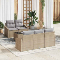 vidaXL Conjunto de Sofás com almofada 6 pcs Preto e Creme vime PE