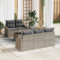 vidaXL Conjunto de Sofás com almofada 6 pcs Preto e Creme vime PE