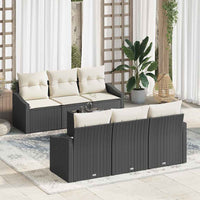 vidaXL Conjunto de Sofás com almofada 7 pcs Preto e Creme vime PE