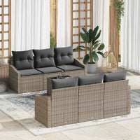 vidaXL Conjunto de Sofás com almofada 7 pcs Preto e Creme vime PE