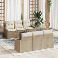 vidaXL Conjunto de Sofás com almofada 7 pcs Preto e Creme vime PE