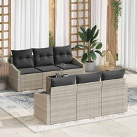 vidaXL Conjunto de Sofás com almofada 7 pcs Preto e Creme vime PE
