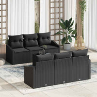 vidaXL Conjunto de Sofás com almofada 7 pcs Preto e Creme vime PE