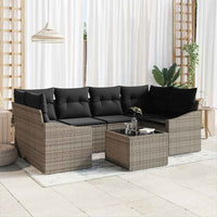 vidaXL Conjunto de Sofás com almofada 7 pcs Preto e Creme vime PE