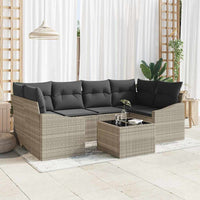 vidaXL Conjunto de Sofás com almofada 7 pcs Preto e Creme vime PE