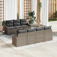 vidaXL Conjunto de Sofás com almofada 8 pcs Preto e Creme vime PE