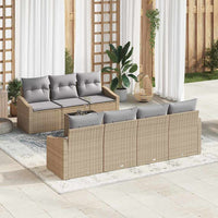 vidaXL Conjunto de Sofás com almofada 8 pcs Preto e Creme vime PE