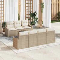 vidaXL Conjunto de Sofás com almofada 8 pcs Preto e Creme vime PE