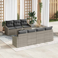 vidaXL Conjunto de Sofás com almofada 8 pcs Preto e Creme vime PE