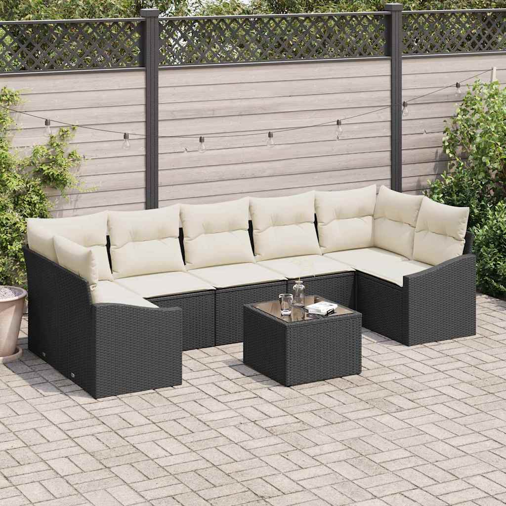 vidaXL Conjunto de Sofás Preto e Creme 55 x 55 x 37 cm vime PE