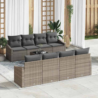 vidaXL Conjunto de Sofás com almofada 9 pcs Preto e Creme vime PE