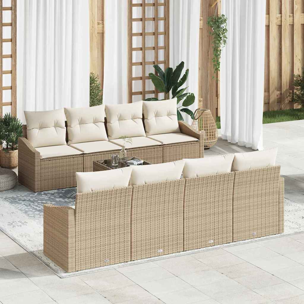vidaXL Conjunto de Sofás com almofada 9 pcs Preto e Creme vime PE