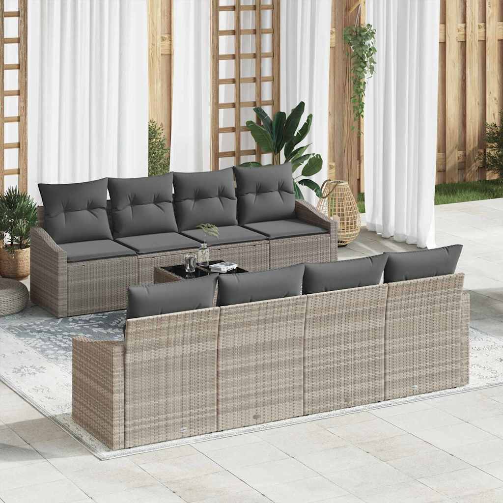 vidaXL Conjunto de Sofás com almofada 9 pcs Preto e Creme vime PE