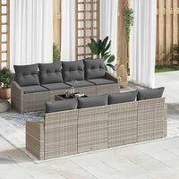 vidaXL Conjunto de Sofás com almofada 9 pcs Preto e Creme vime PE
