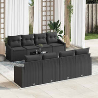 vidaXL Conjunto de Sofás com almofada 9 pcs Preto e Creme vime PE