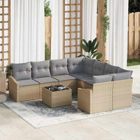vidaXL Conjunto de Sofás com almofada 9 pcs Preto e Creme vime PE
