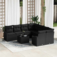 vidaXL Conjunto de Sofás com almofada 9 pcs Preto e Creme vime PE