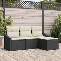 vidaXL Conjunto de Sofás com almofada 4 pcs Preto vime PE