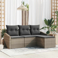 vidaXL Conjunto de Sofás com almofada 4 pcs Preto vime PE