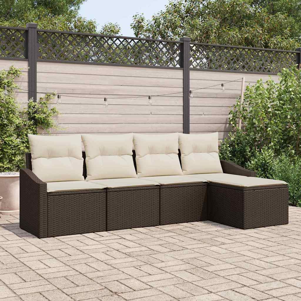 vidaXL Conjunto de Sofás com almofada 5 pcs Preto vime PE