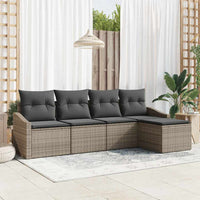 vidaXL Conjunto de Sofás com almofada 5 pcs Preto vime PE