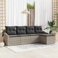 vidaXL Conjunto de Sofás com almofada 5 pcs Preto vime PE