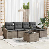 vidaXL Conjunto de Sofás com almofada 5 pcs Preto vime PE