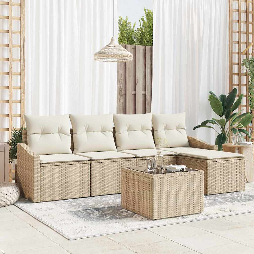vidaXL Conjunto de Sofás com almofada 5 pcs Preto vime PE
