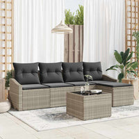 vidaXL Conjunto de Sofás com almofada 5 pcs Preto vime PE